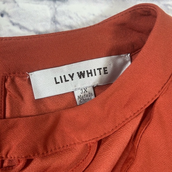 Lily White Orange Sleeveless Beaded Neckline Blouse. Size 3X. Fall Transition. - Picture 3 of 9